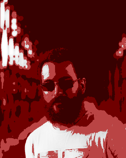 A real life picture of Kaado a beardful man with mysterious sunglasses.